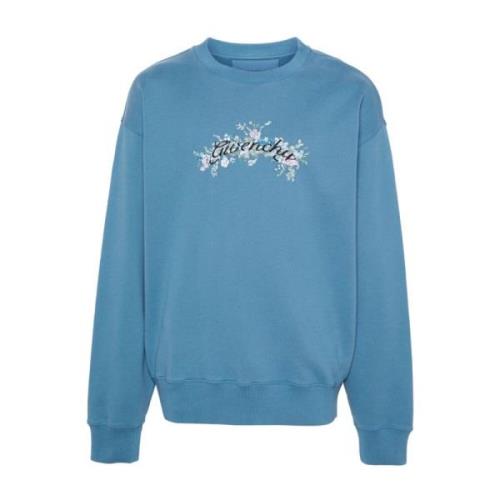 Givenchy Blommönstrad Crew Neck Sweater Blue, Herr