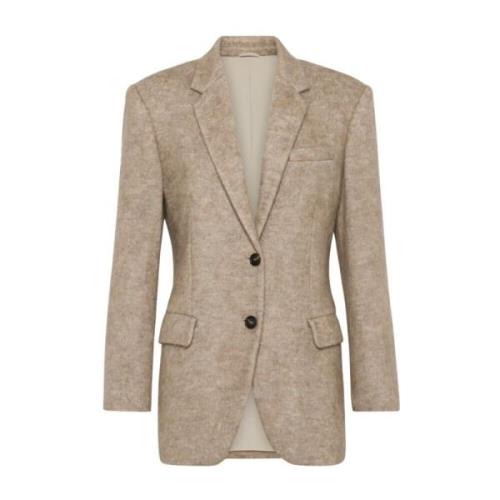 Brunello Cucinelli Signatur Kedja Detalj Jackor Beige, Dam