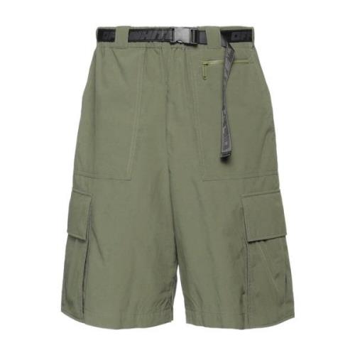 Off White Gröna Shorts Ss22 Elastisk Midja Green, Herr