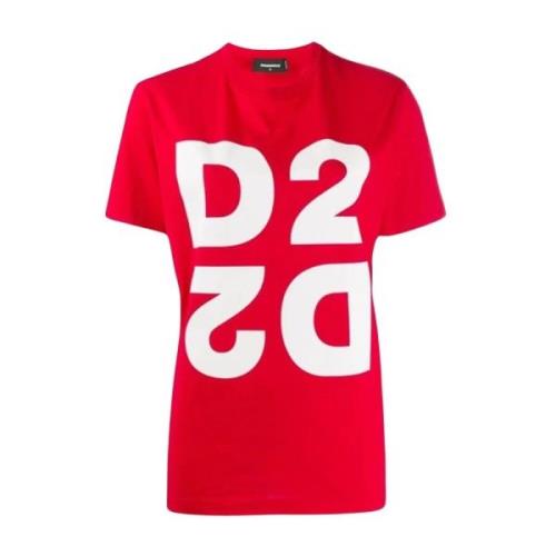 Dsquared2 Röd Bomull Logo T-Shirt Ss22 Red, Herr