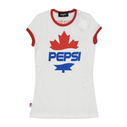 Dsquared2 Vit Bomull T-shirt med Pepsi Print White, Herr