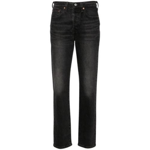 Levi's Svarta Denim Jeans Whiskering Effekt Black, Dam