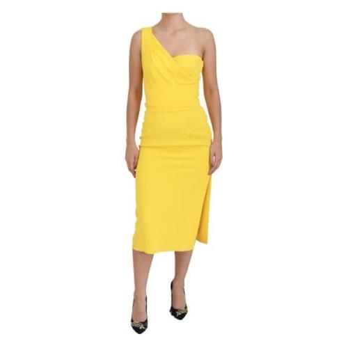 Dolce & Gabbana Gul One-Shoulder Midi Klänning Yellow, Dam