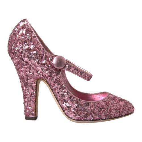 Dolce & Gabbana Rosa Sequin Mary Jane Höga Klackar Pink, Dam