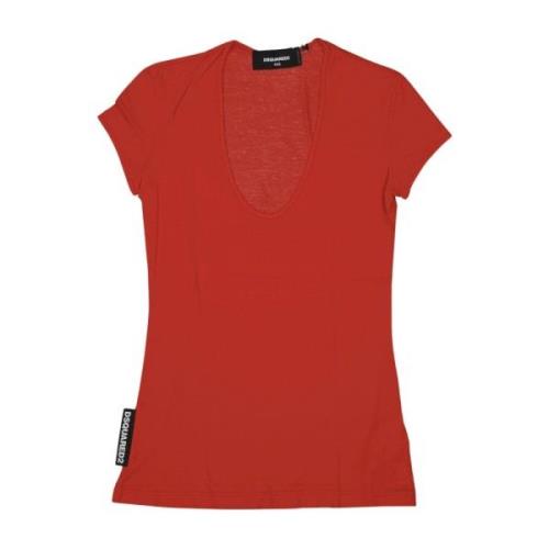 Dsquared2 Röd Bomull Logo T-Shirt Ss22 Red, Dam