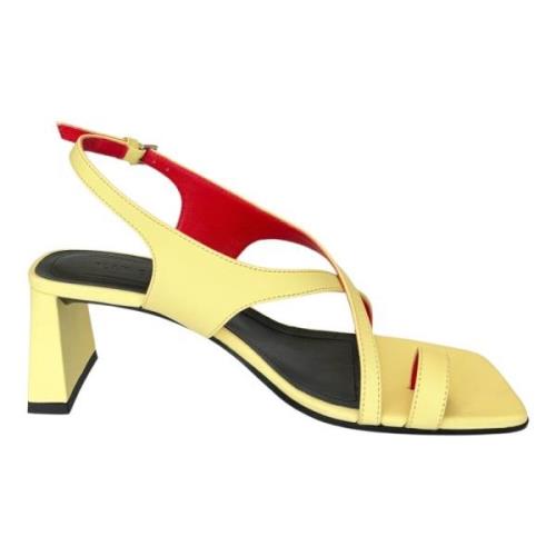 Plan C Italienska Crisscross Toe-Loop Slingback Sandaler Yellow, Dam