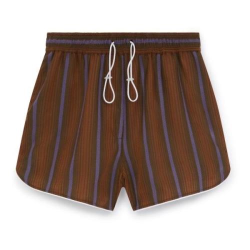 Wales Bonner Herringbone Wool Life Shorts Brown, Dam