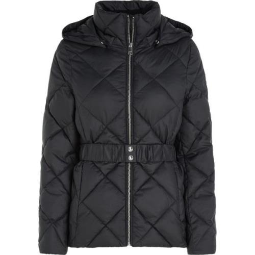 Tommy Hilfiger Quiltad Bältesjacka i Svart Black, Dam