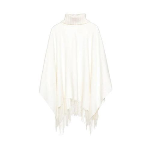 Fabiana Filippi Vit Ull Cashmere Poncho Cape White, Dam