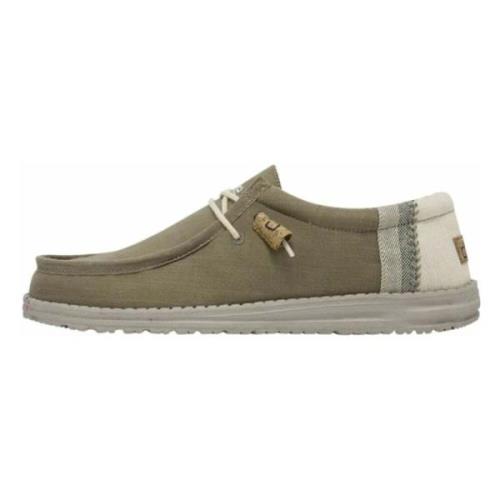 Hey Dude Wally Linen Natural Lace Shoes Green, Herr