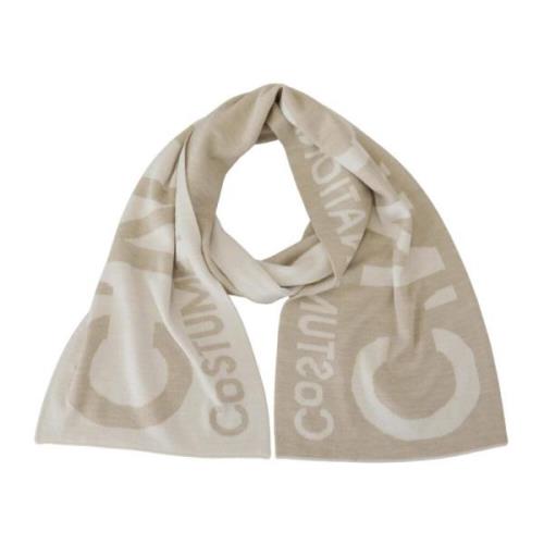 Costume National Logo Wrap Warmer Shawl Scarf Beige, Dam