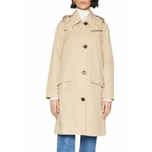 Barbour Beige Trench Coat med Avtagbar Huva Beige, Dam