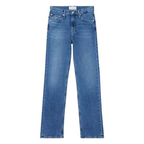 Calvin Klein Hög midja Straight Jeans Blue, Dam