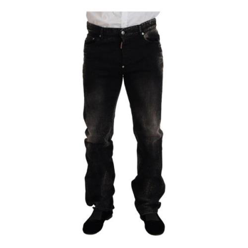 Dsquared2 Svart Straight Fit Denim Jeans Black, Herr