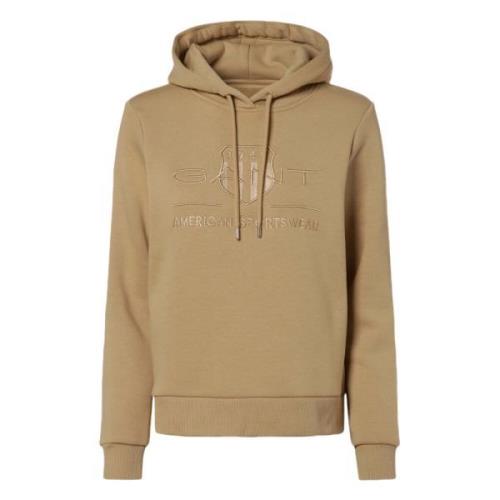 Gant Reg Tonal Shield Zip Hoodie Beige, Dam