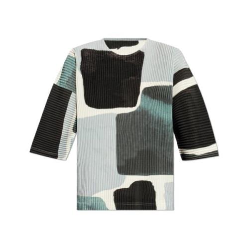 Issey Miyake Veckad t-shirt av Homme Plisse Multicolor, Herr