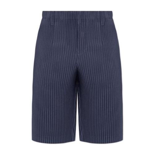 Issey Miyake Veckade Bermuda Shorts Blue, Herr