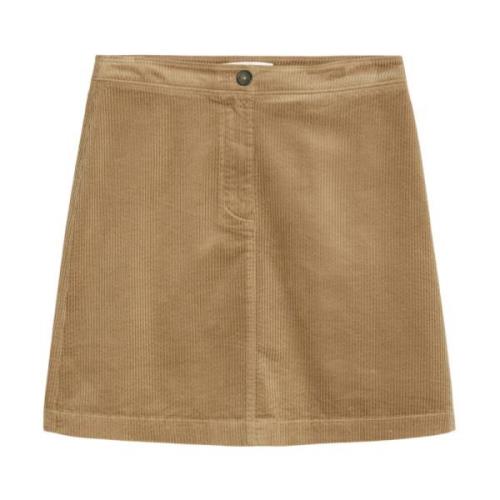 Marc O'Polo Cord minikjol rak Brown, Dam