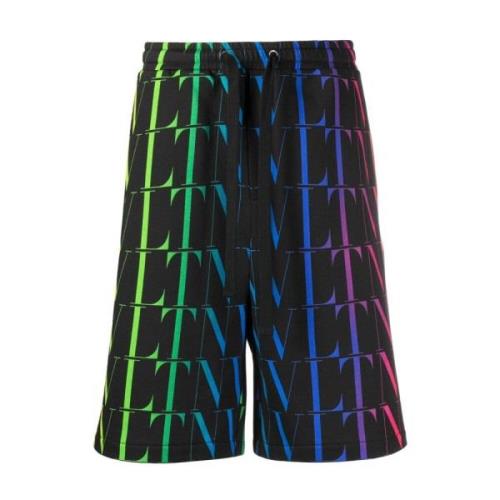 Valentino Svarta Shorts Ss22 Bomull Nylon Multicolor, Herr