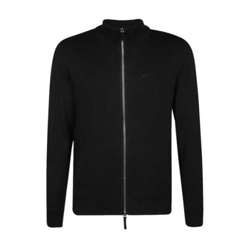 Armani Exchange Svart Bomull Dragkedja Cardigan Höst/Vinter Män Black,...