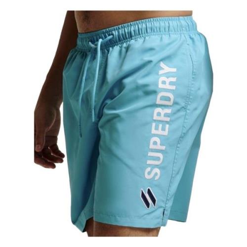 Superdry Code Applque 19Inch Swim Short Swimsuit Blue, Herr