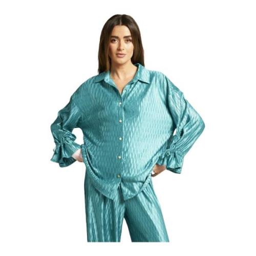 Alma EN Pena Flowing Shirt with Lapel Collar Green, Dam