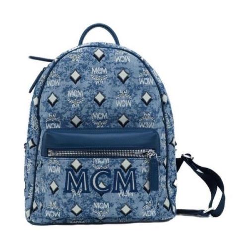 MCM Vintage Jacquard Monogram Ryggsäck Blue, Dam