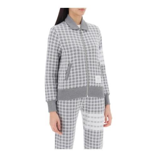 Thom Browne Check Knit 4-Bar Sweatshirt Gray, Dam