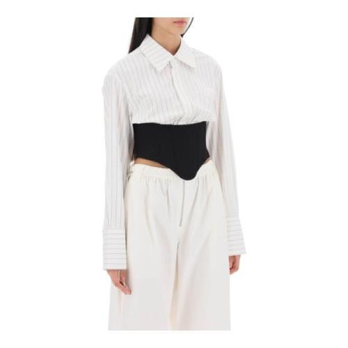 Dion Lee Randig Underbystkorsett Skjorta White, Dam