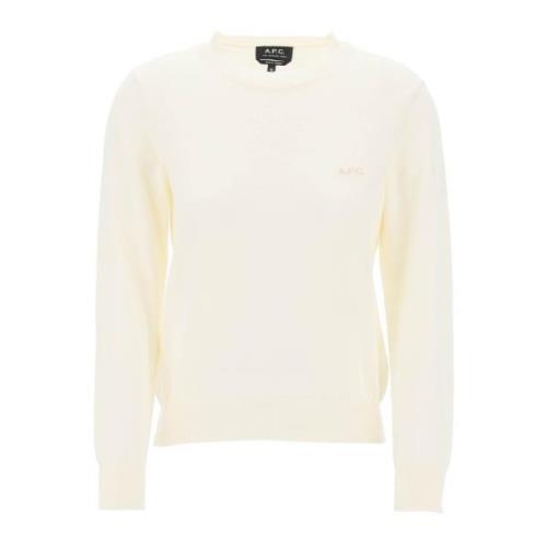 A.p.c. Mjuk Bomull Crewneck Pullover White, Dam