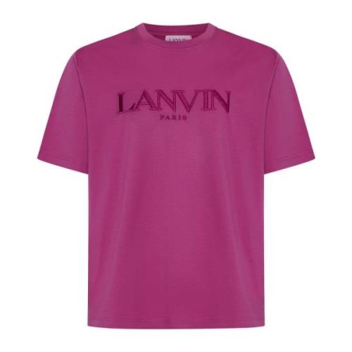 Lanvin Fuchsia Bomull T-shirt med Broderat Logotyp Pink, Herr