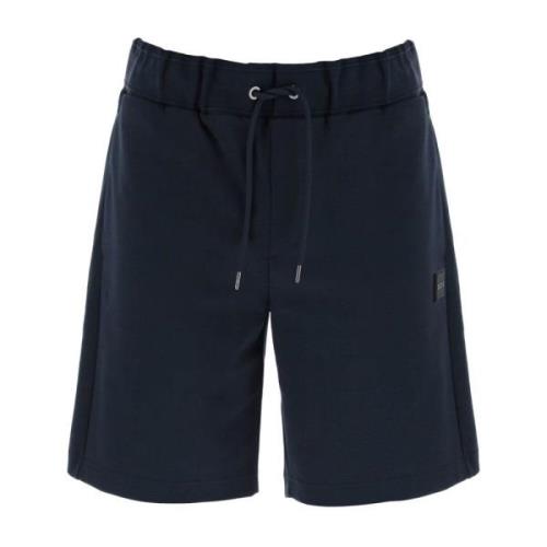 Boss Sportiga Bermuda Shorts med Logo Patch Blue, Herr