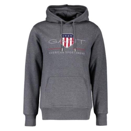 Gant Arkiv Shield Hoodie Gray, Herr