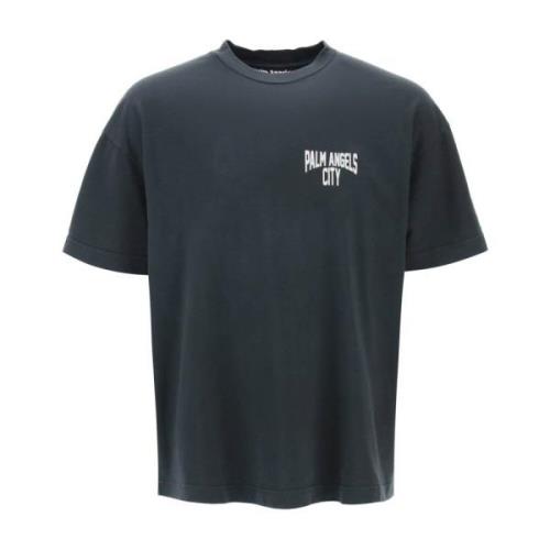 Palm Angels Stad Logo Print T-Shirt Gray, Herr