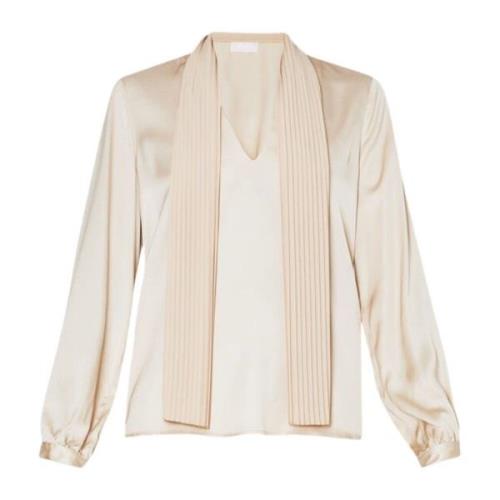 Liu Jo Blus med Foulard Krage Beige, Dam