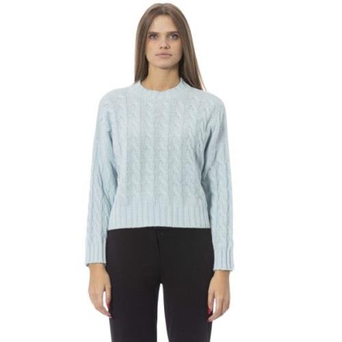 Baldinini Lyxig Ljusblå Crew Neck Sweater Blue, Dam