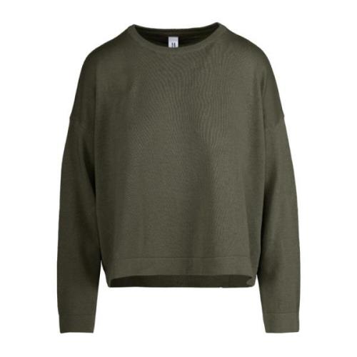 BomBoogie Mjuk Bomull-Linne Crew-neck Tröja Green, Dam