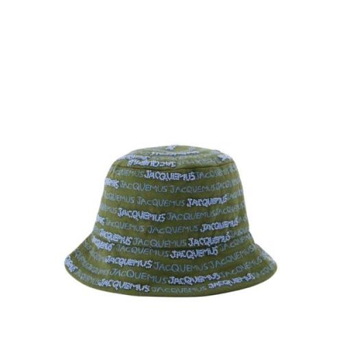 Jacquemus Broderad Bucket Hat - Khaki Bomull Green, Unisex