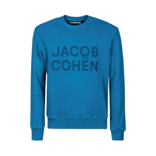 Jacob Cohën Herr Casual Sportig Velvet Sweatshirt Blue, Herr