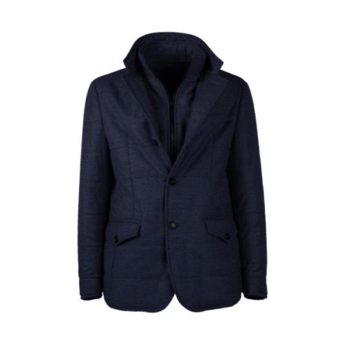 Loro Piana Ull Kashmir Kappa Knappstängning Blue, Herr