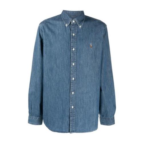 Polo Ralph Lauren Denim Skjorta med Pony Motiv Blue, Herr