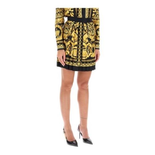 Versace Barocco Veckad Mini Kjol Multicolor, Dam