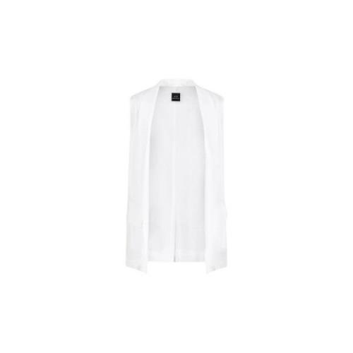 Armani Exchange Satin Jacquard Gilet med Revers White, Dam