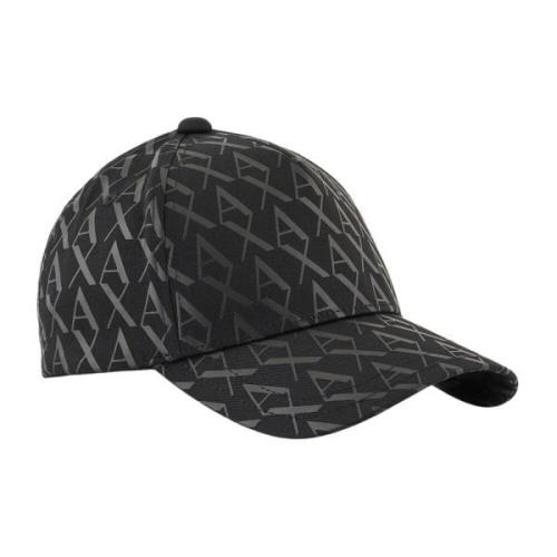 Armani Exchange Svart Monogram Logo Beret Hatt Black, Unisex