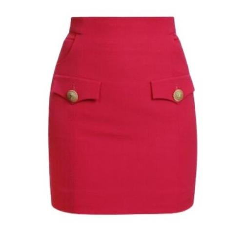 Balmain Fuchsia Kjol med Falska Fickor Pink, Dam