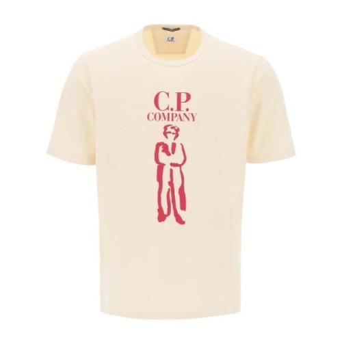 C.p. Company Brittisk Sjöman Logotyp Tryck T-shirt Beige, Herr