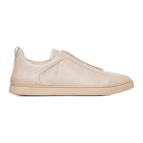 Ermenegildo Zegna Triple Stitch Low-Top Sneakers i Beige Beige, Herr