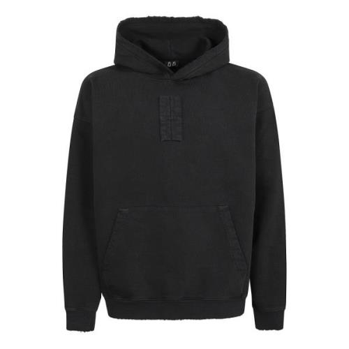 44 Label Group Svart Laserskuren Hoodie med Dragsko Black, Herr