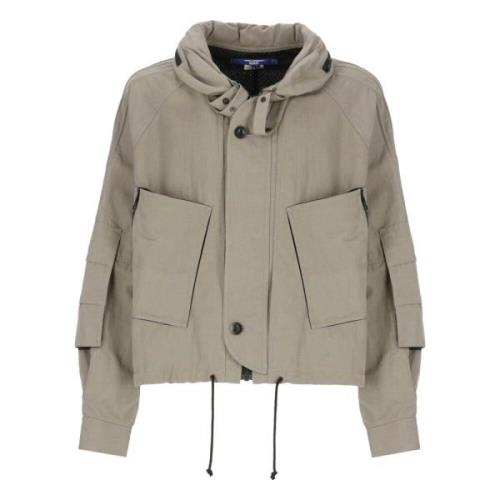 Junya Watanabe Grön Bomull Linne Jacka med Huva Beige, Herr