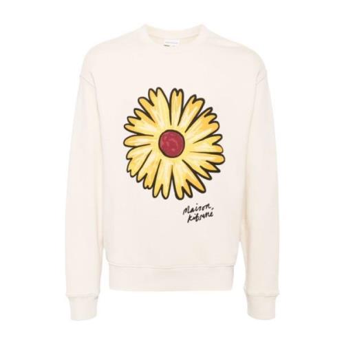 Maison Kitsuné Floating Flower Crewneck Sweatshirt Beige, Herr